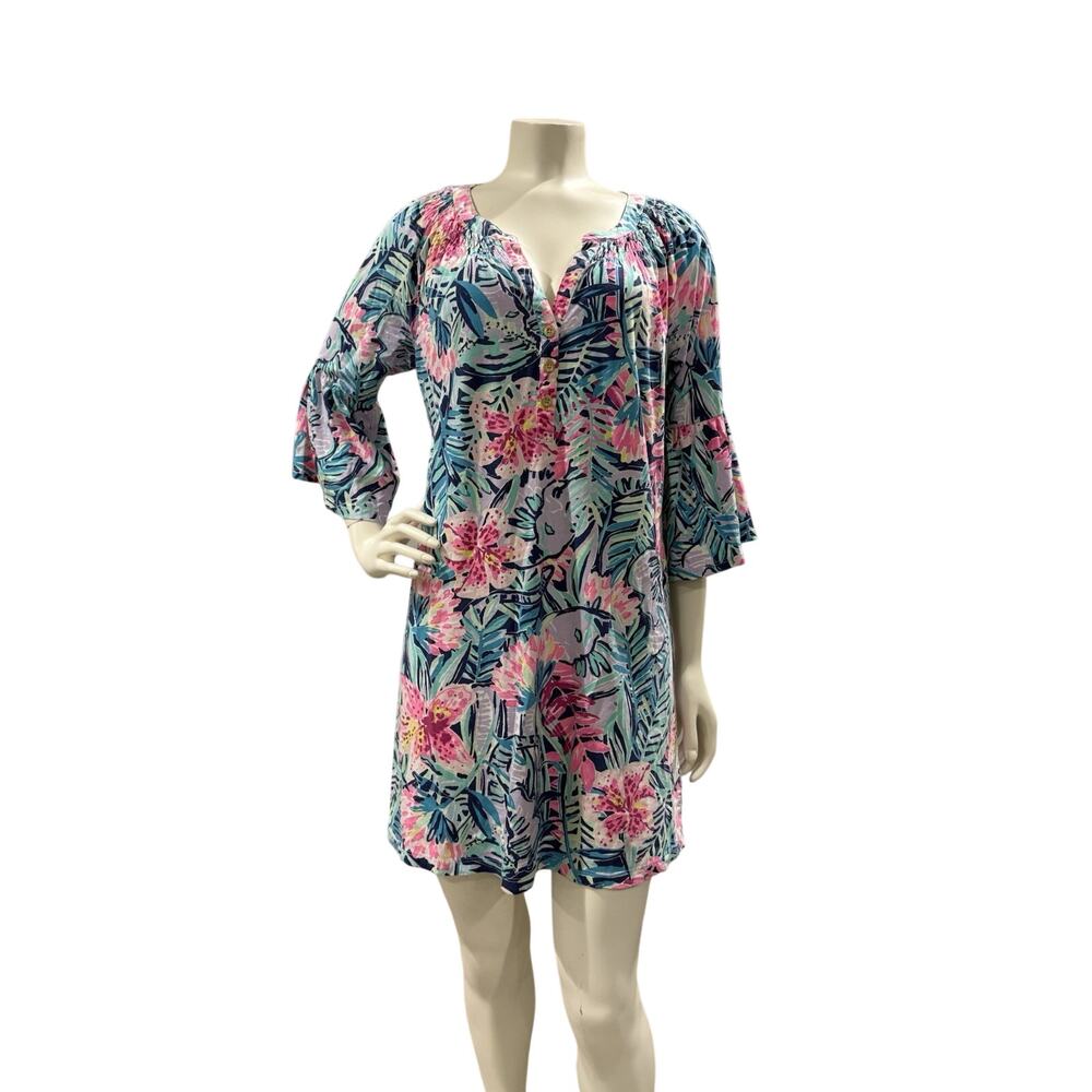 Lilly Pulitzer Women's Teigen Tunic Dress Dazzle Green/Pink Size Small Vacation